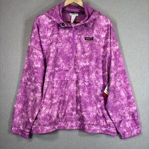 Reebok Running Womens Pullover Windbreaker Jacket XL Quarter Zip Purple Marble